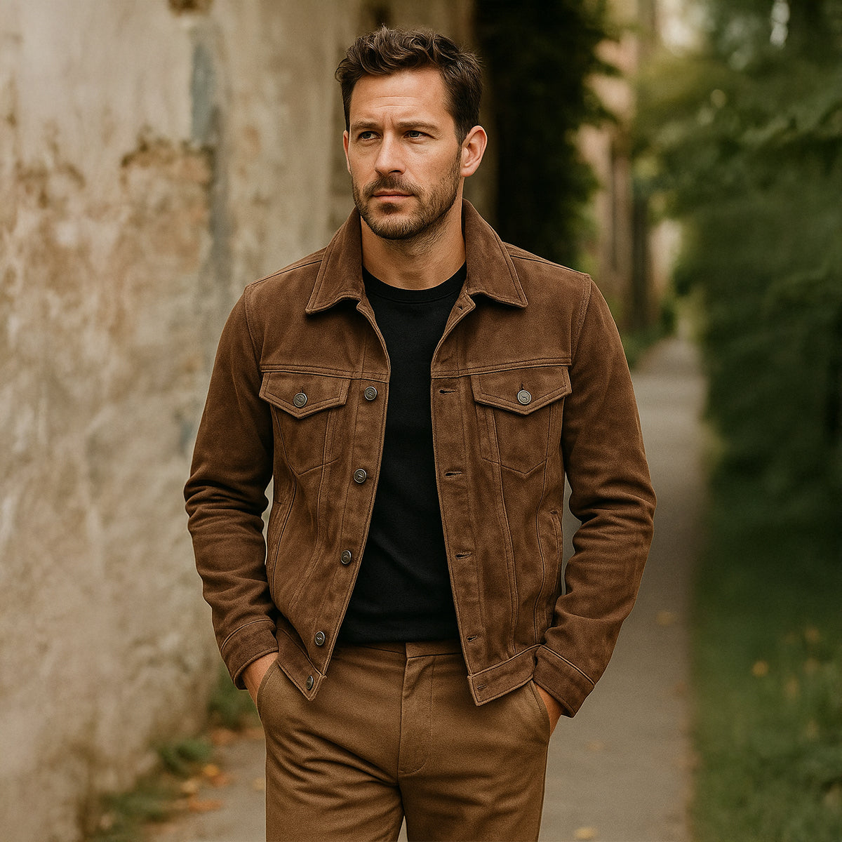 Wyatt | Men's Vintage Suede Cargo Jacket Brown