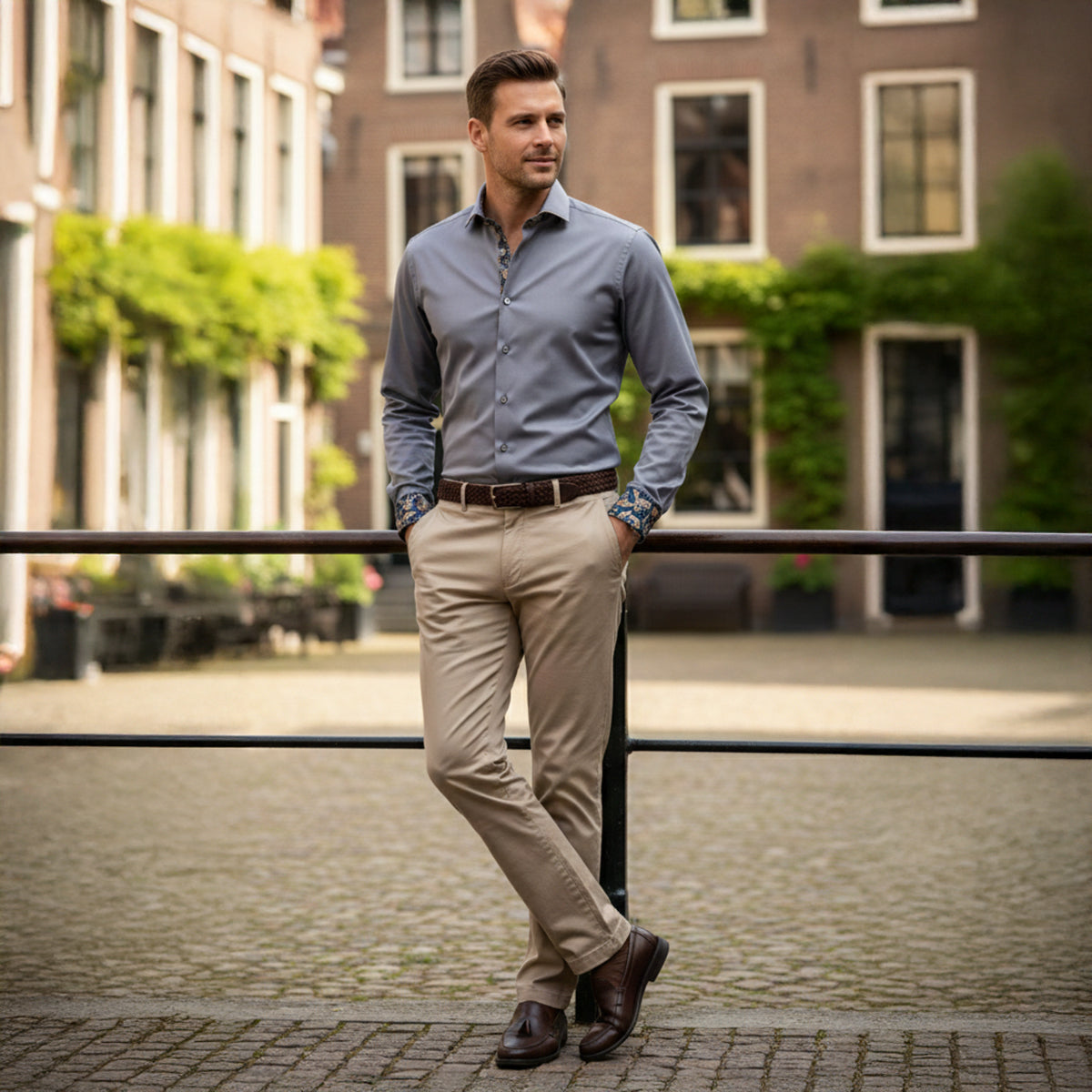 Callum | Men's Dress Shirt Gray Long Sleeve Button Up