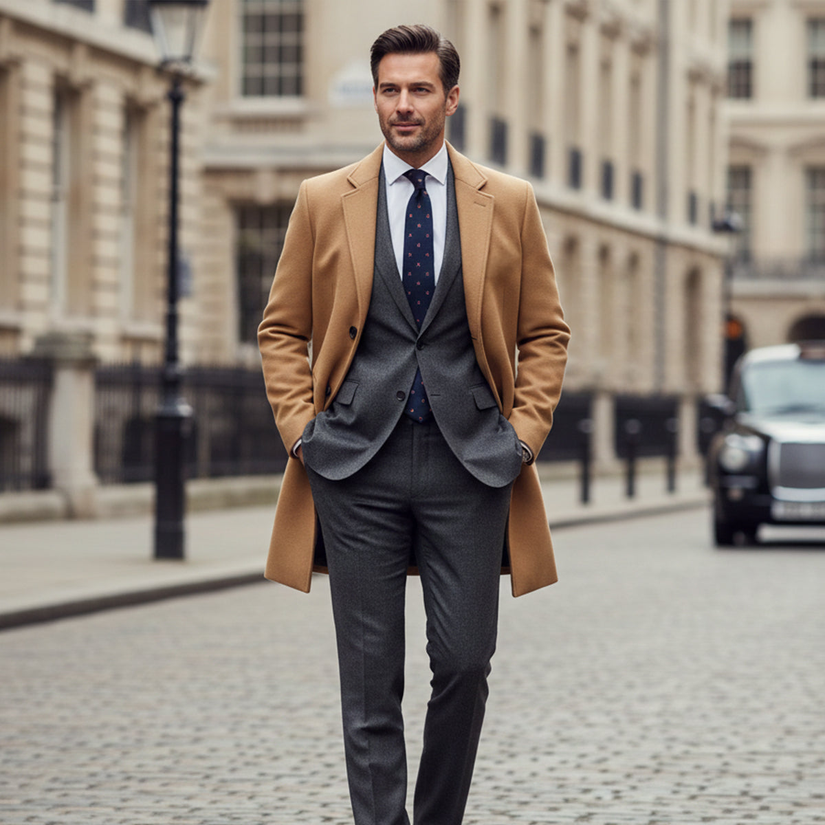 Ash | Men's Wool Coat Camel Single Breasted Long
