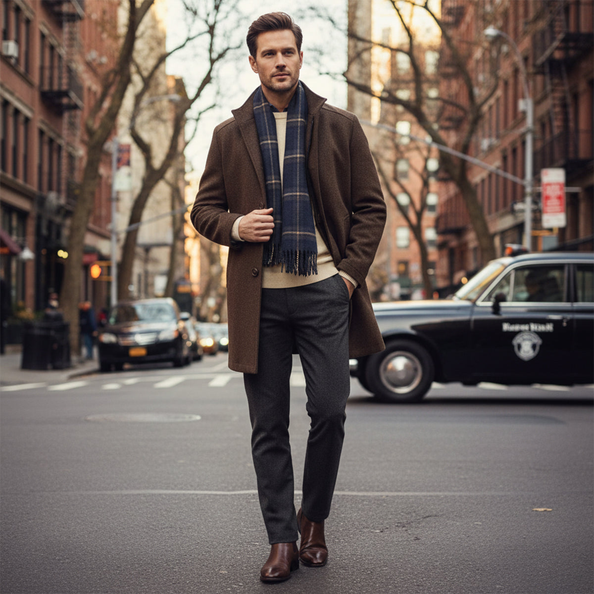 Hugo | Men's Wool Overcoat Brown Button Up