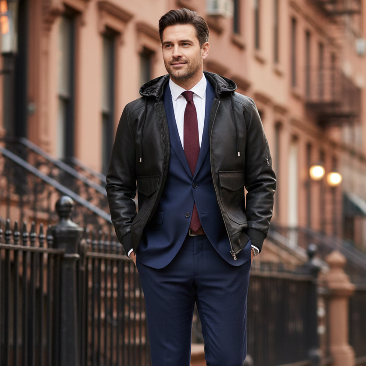 Sage | Men's Quilted Puffer Jacket Brown Hooded