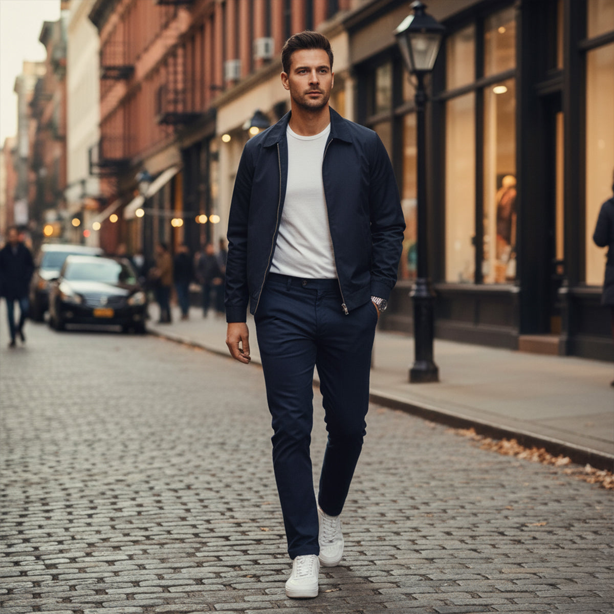 Vance | Men's Tracksuit Navy Lightweight Cotton Zip Up Jacket Pants