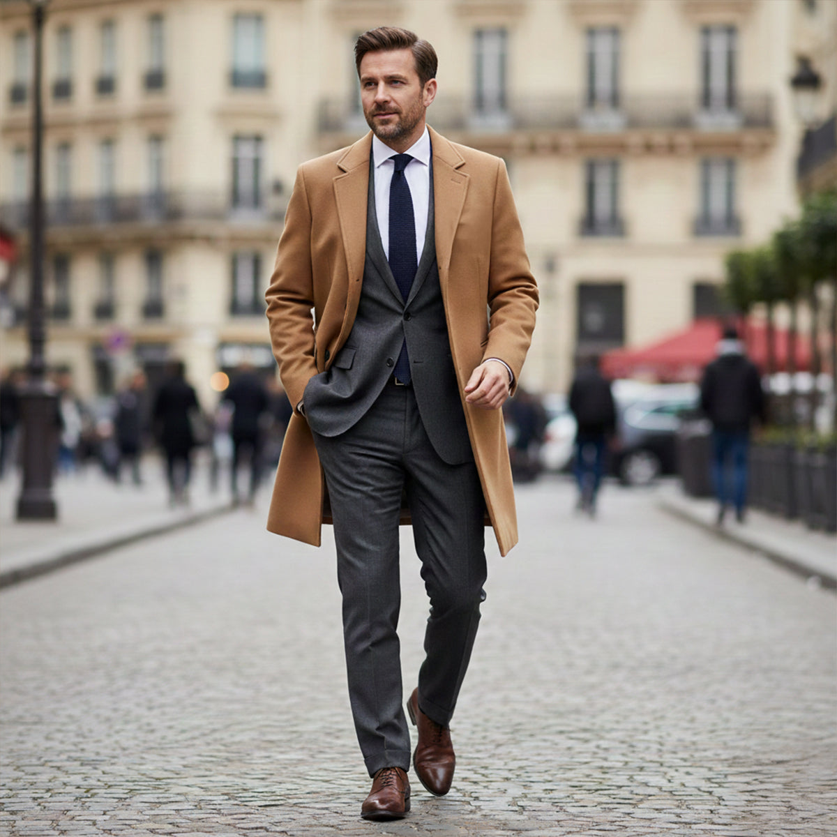 Camel | Men's Wool Overcoat Camel Long Formal Coat