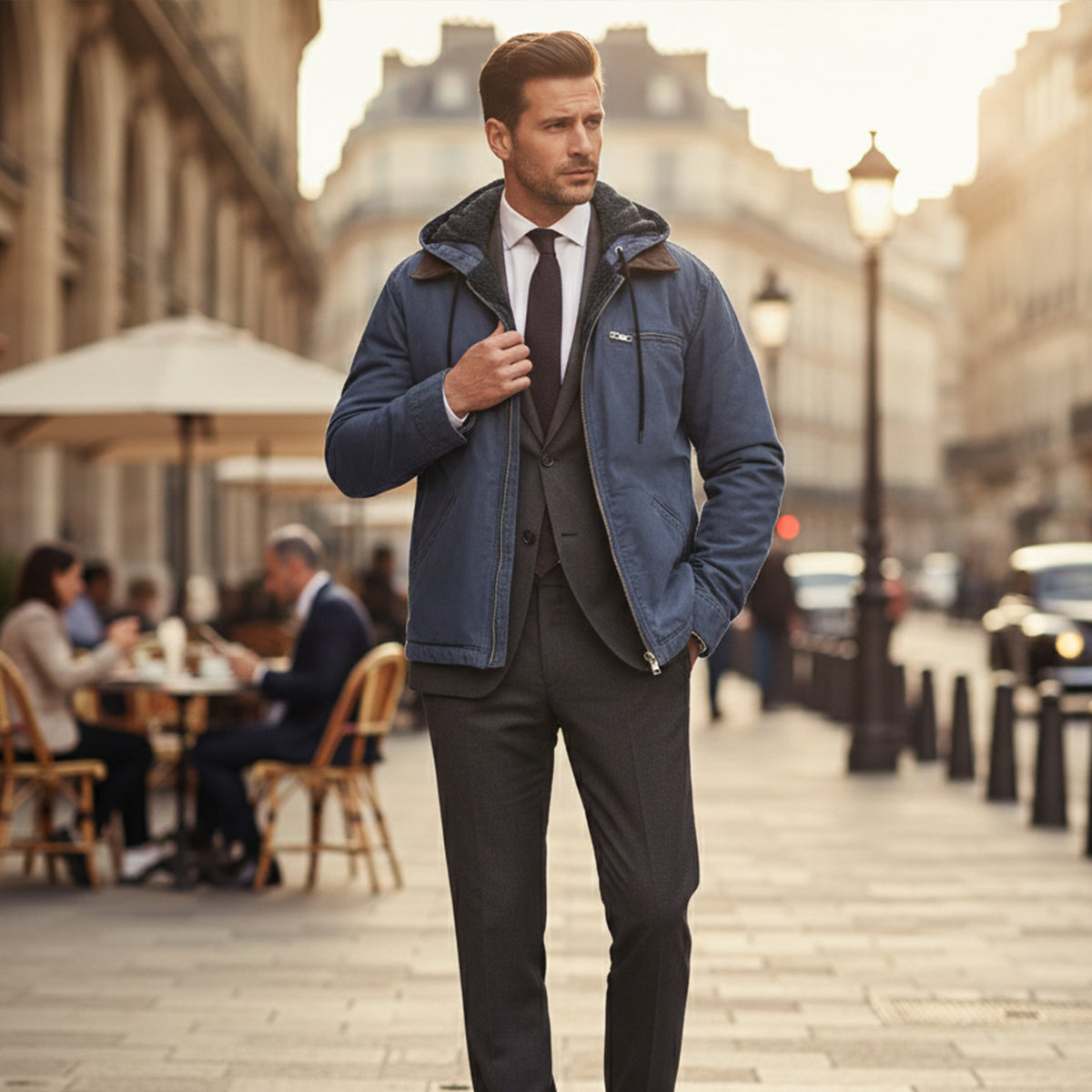 Ash | Men's Utility Jacket Tan Fleece Lined Hooded