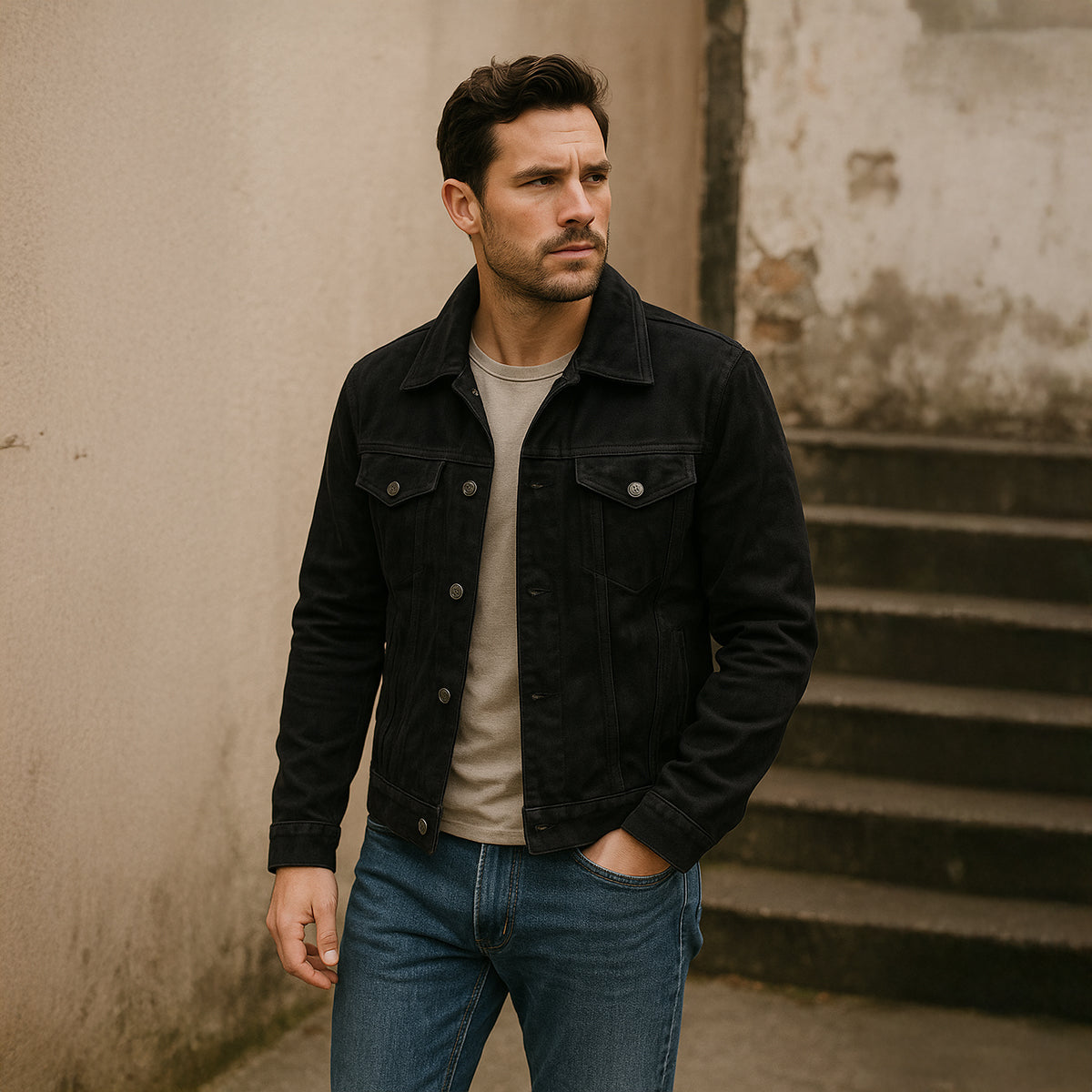 Wyatt | Men's Vintage Suede Cargo Jacket Brown