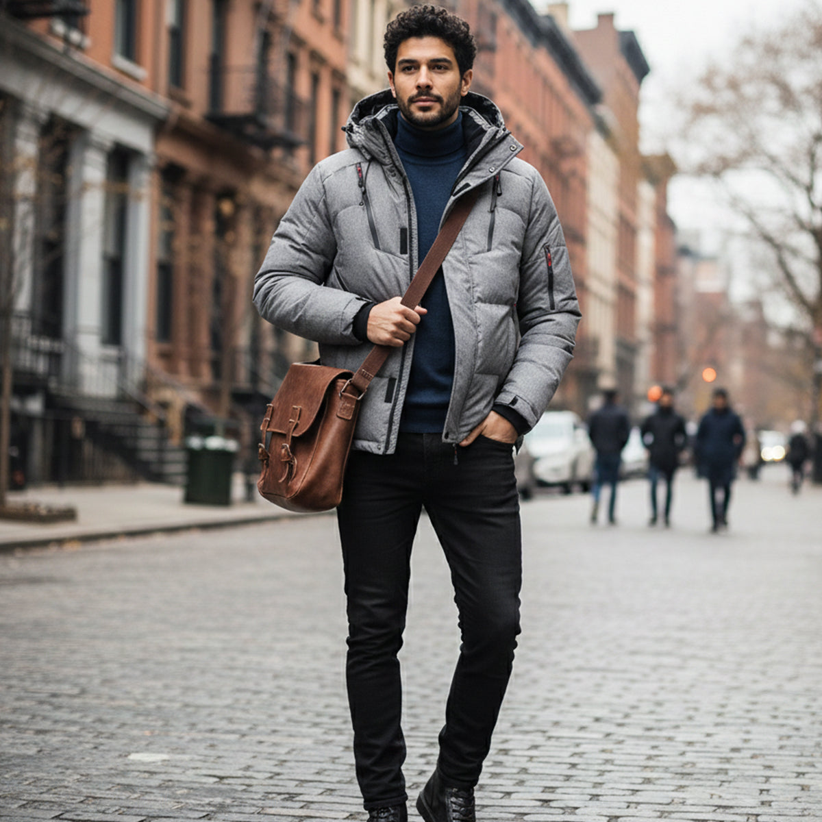 Axel | Men's Puffer Jacket Black Hooded Winter Insulated