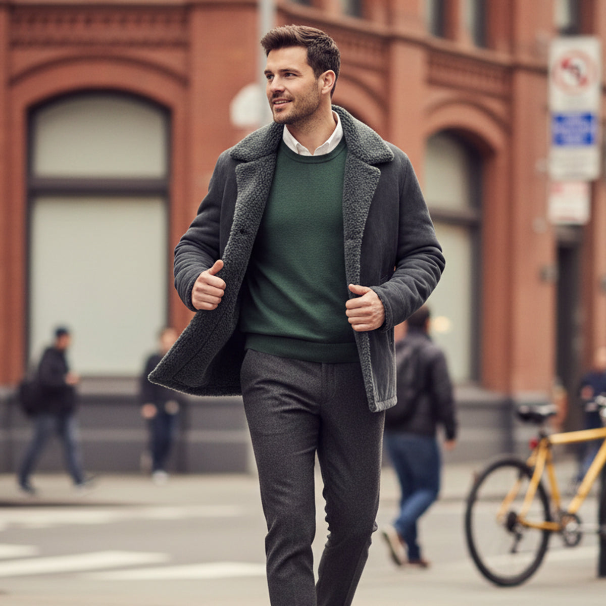Ezra | Men's Sherpa Lined Brown Jacket Button Up