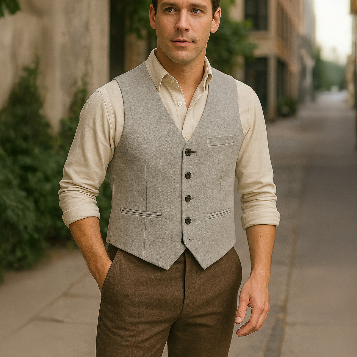 Bram | Men's Sweater Vest Charcoal Gray Button Up