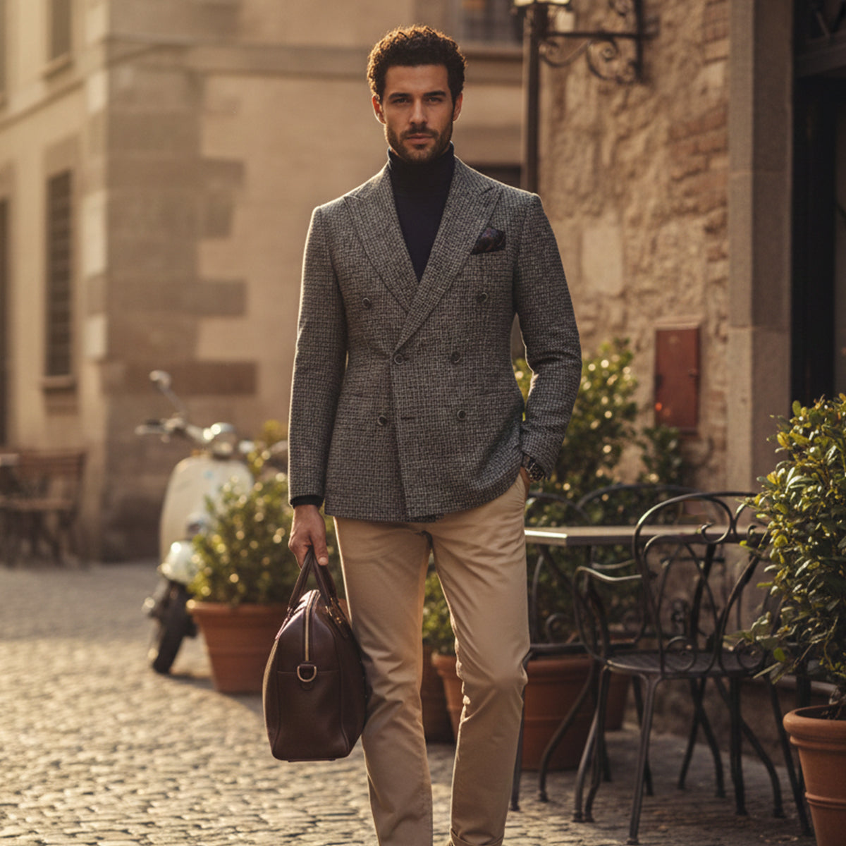 Sage | Men's Check Blazer Mauve Double Breasted