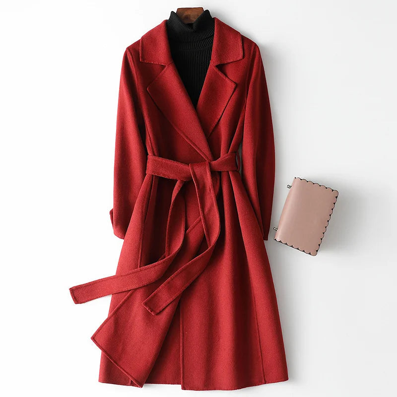Dama Washington Ariadne women's belted wrap coat - front view