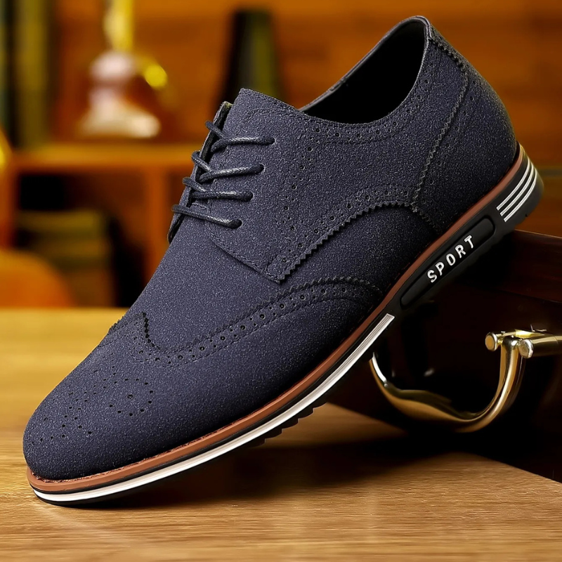 Axel | Men's Wingtip Oxford Shoes Black Suede