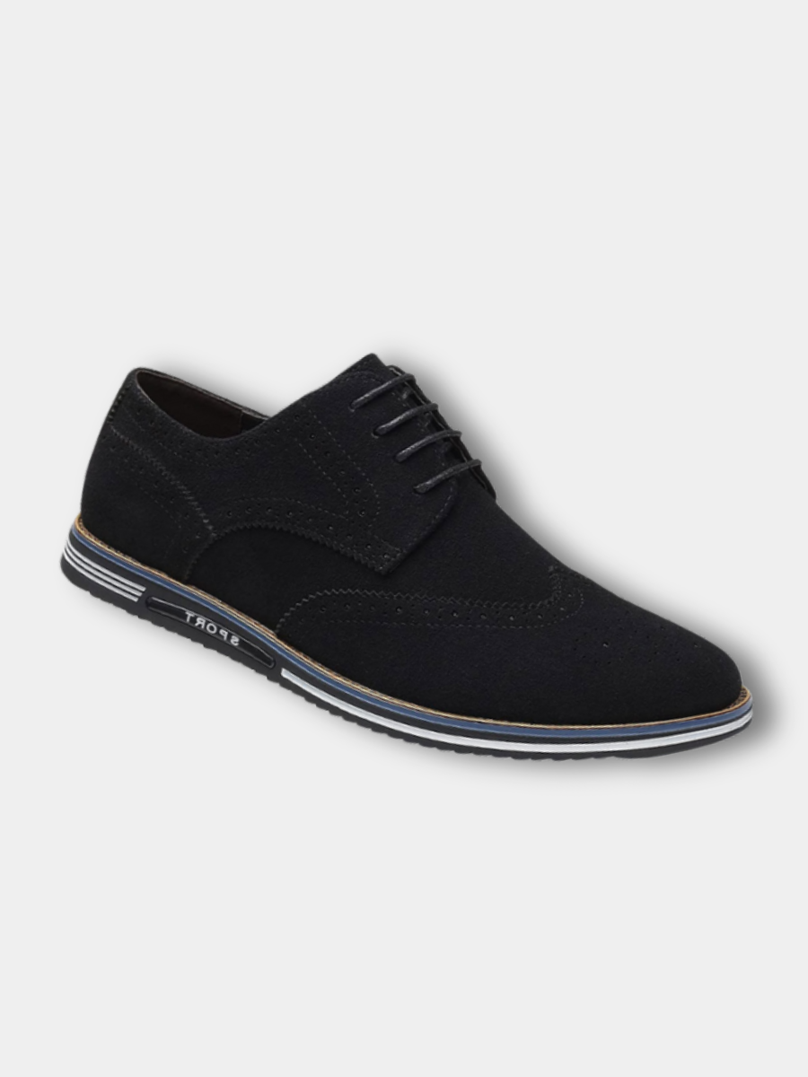 Axel | Men's Wingtip Oxford Shoes Black Suede