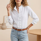 Dama Washington Sable women's ruffle button down blouse light blue long sleeve - view 4