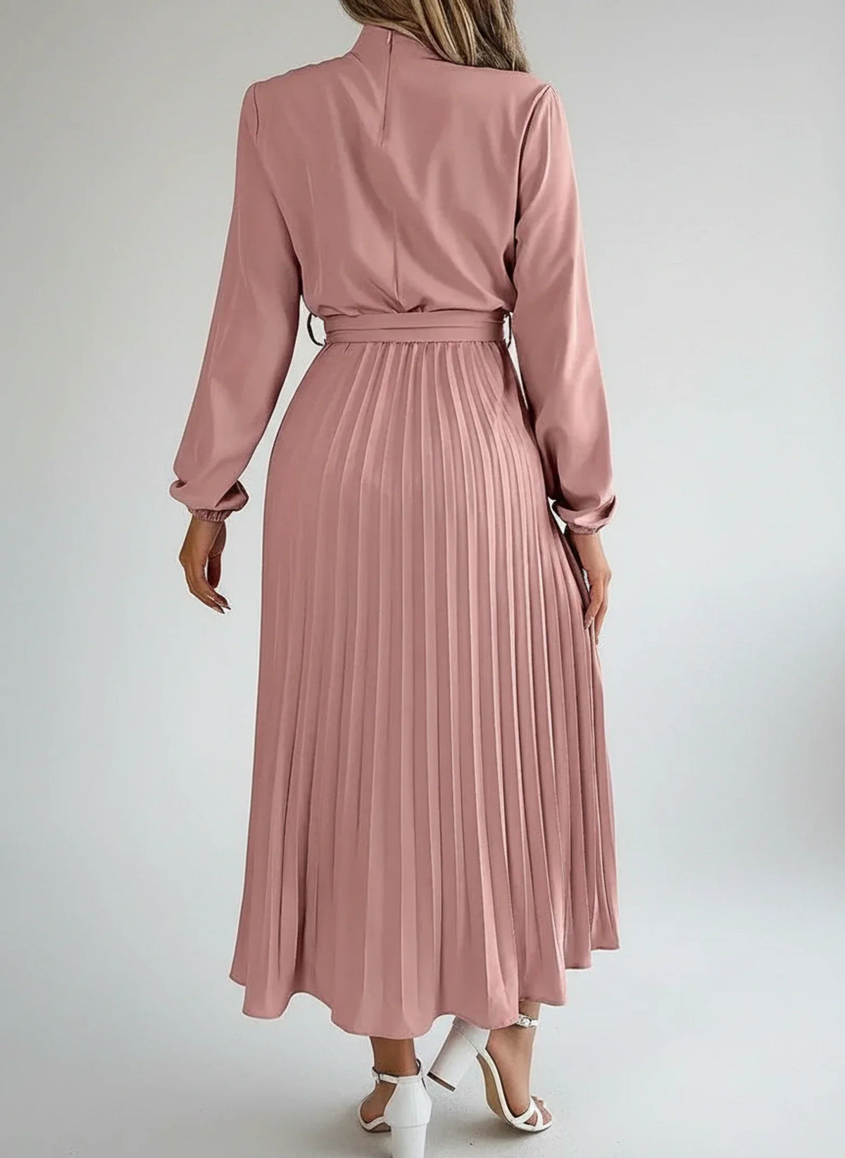 Dama Washington Ivy women's long sleeve midi dress light blue pleated - view 10