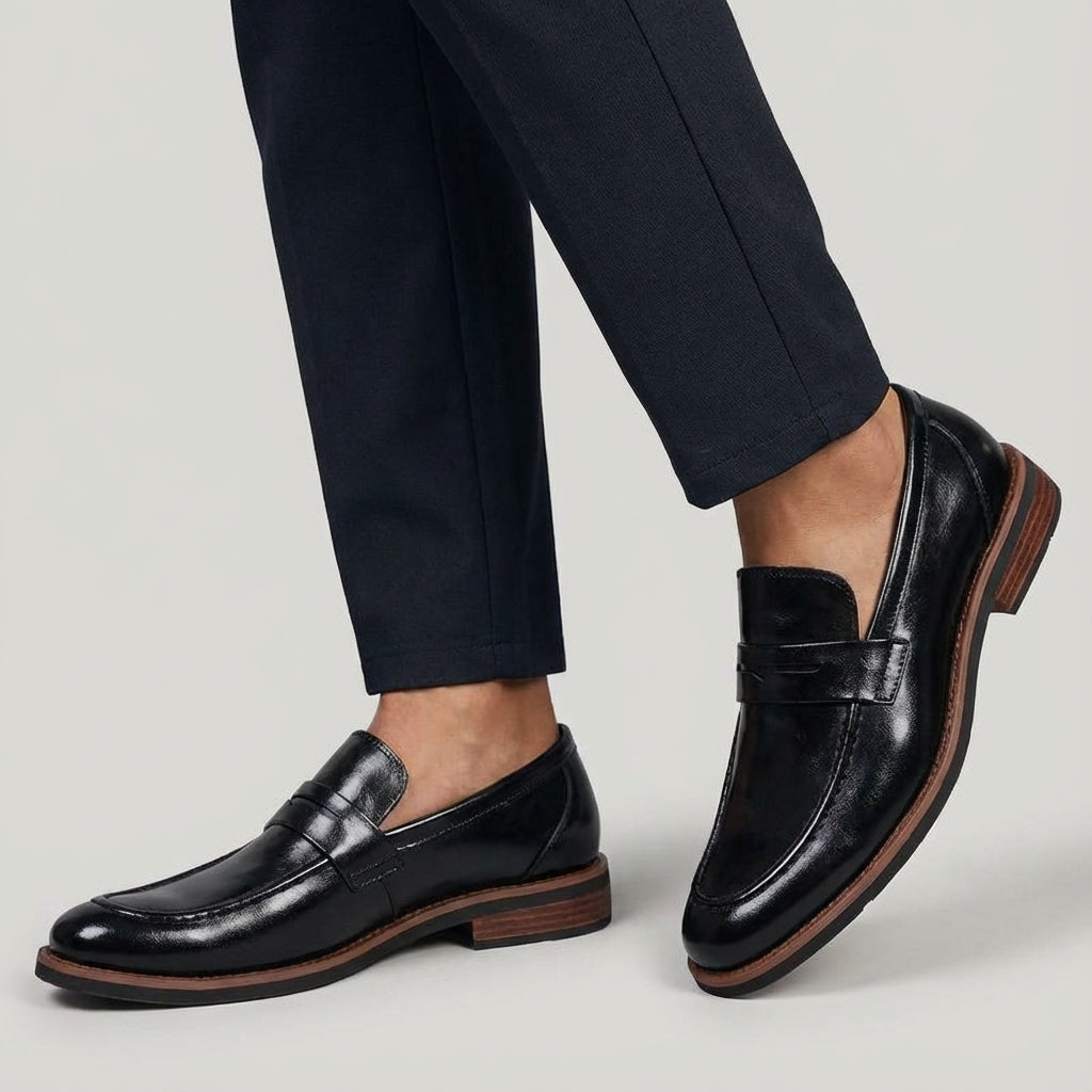 Rowan | Men's Leather Penny Loafer Brown Slip On Shoes