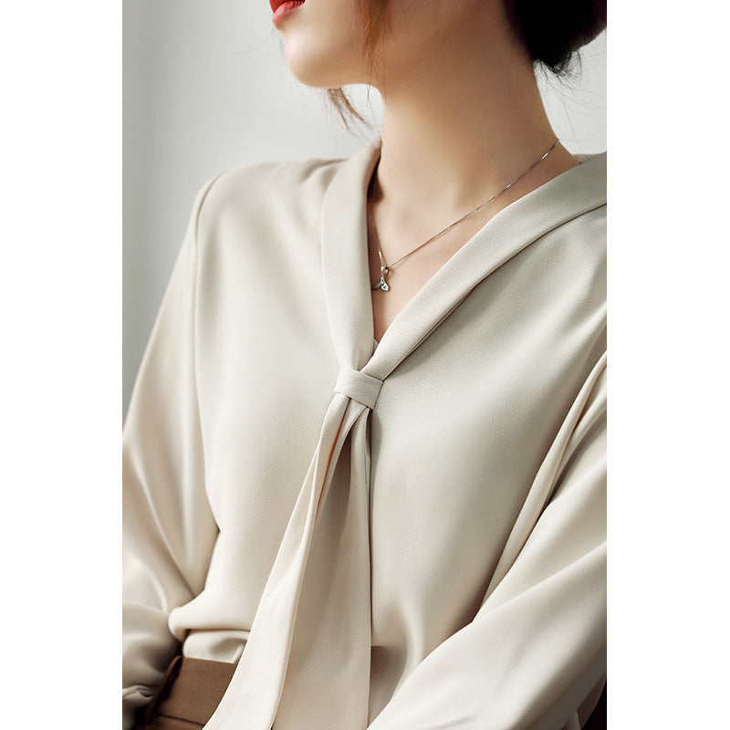 Dama Washington Vera women's tie front blouse long sleeve white - view 2