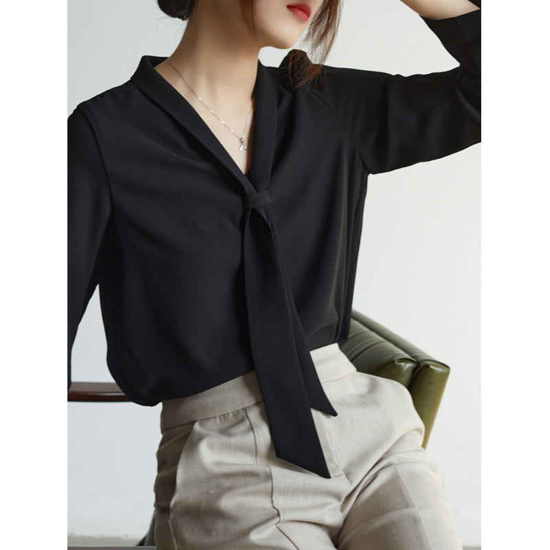 Vera | Women's Tie Front Blouse Long Sleeve White