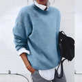 Dama Washington Ada women's oversized crew neck sweater light blue knit - front view