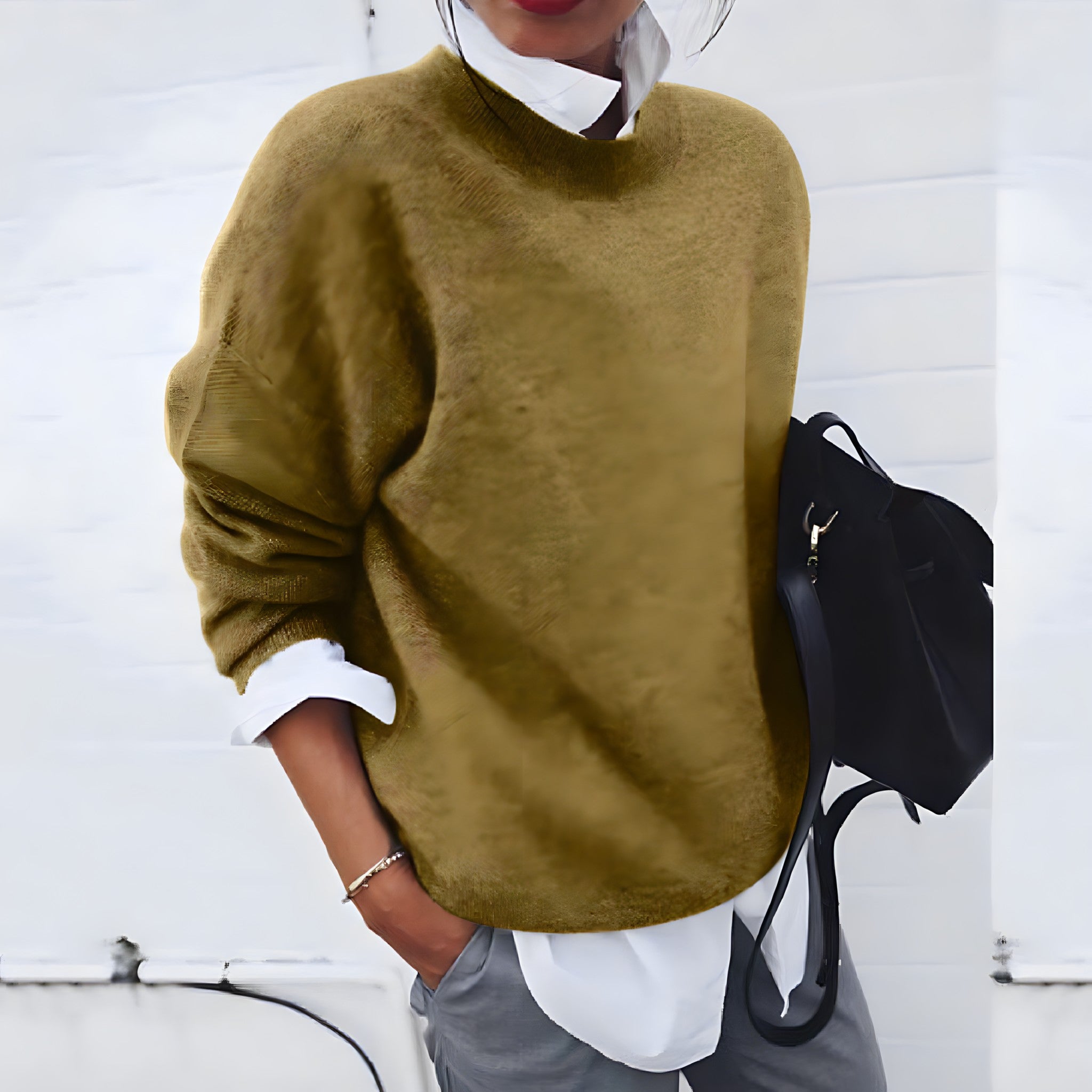 Ada | Women's Oversized Crew Neck Sweater Light Blue Knit