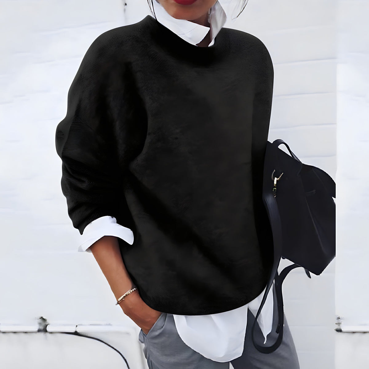 Dama Washington Ada women's oversized crew neck sweater light blue knit - view 5