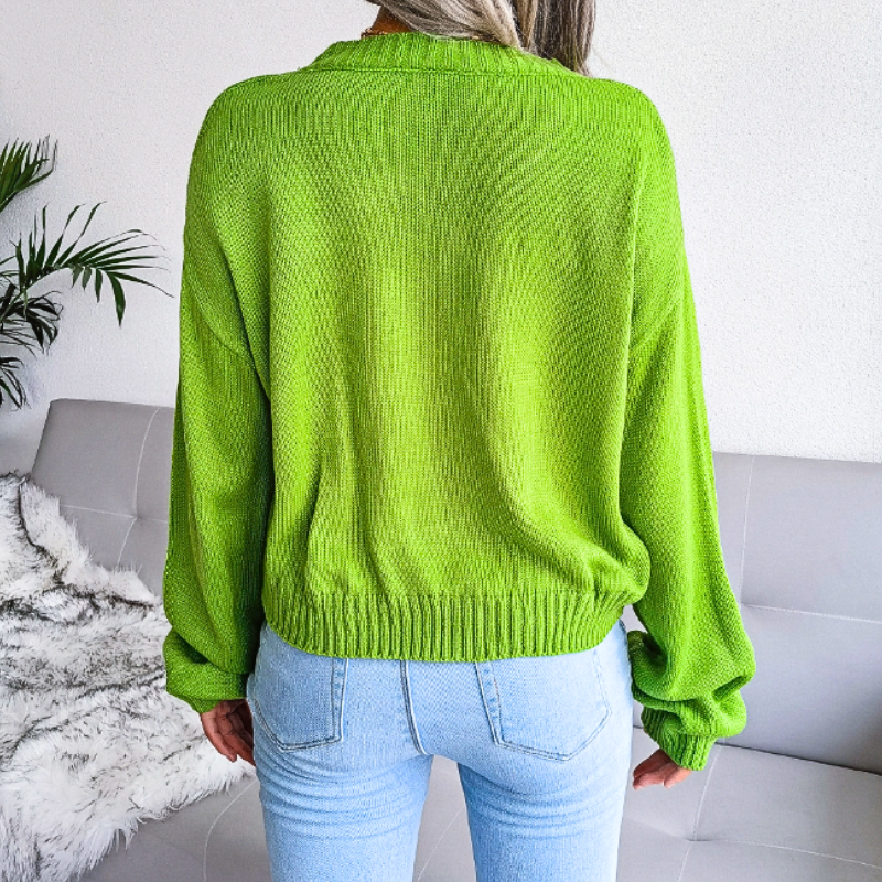 Ivy | Women's Cropped Cloud Cardigan Light Blue V Neck