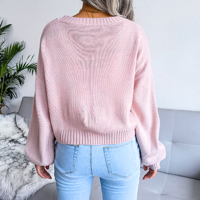 Ivy | Women's Cropped Cloud Cardigan Light Blue V Neck