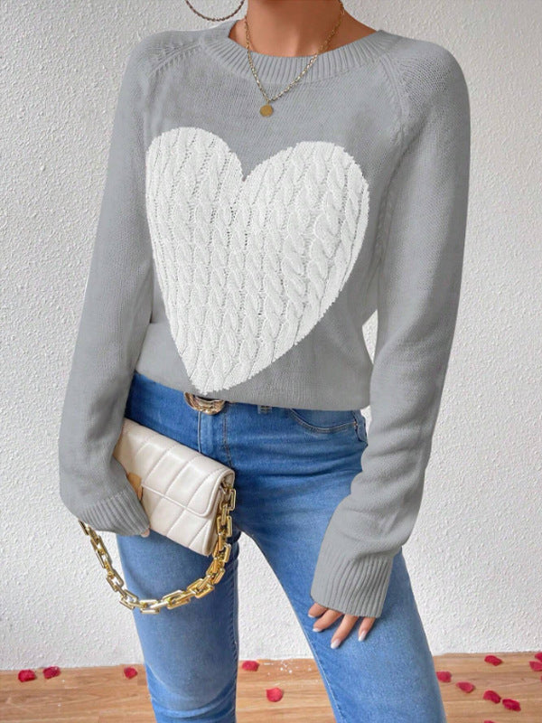 Dama Washington Serafina women's long sleeve heart sweater - front view