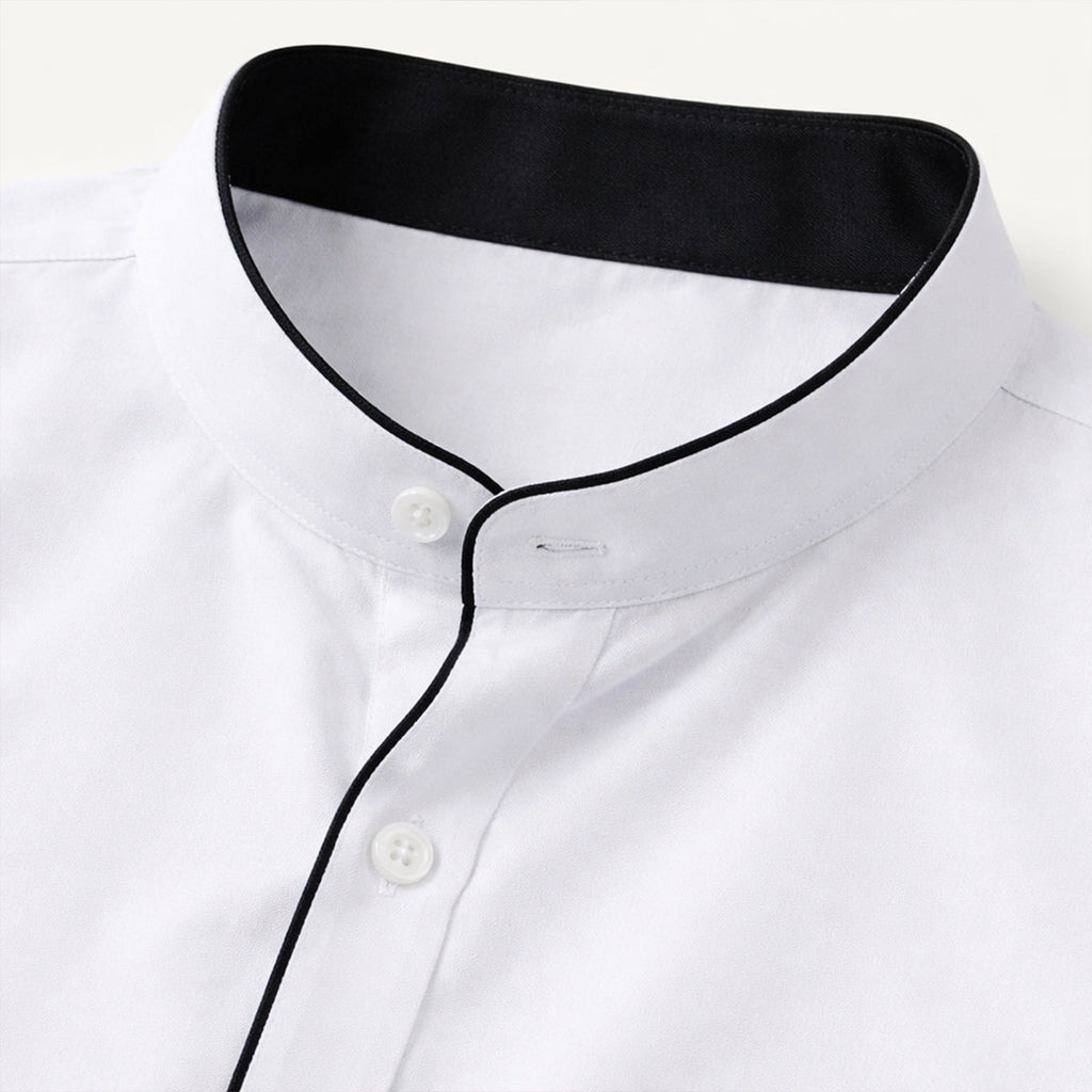 Dama Washington Axel men's button up shirt white black trim - view 6
