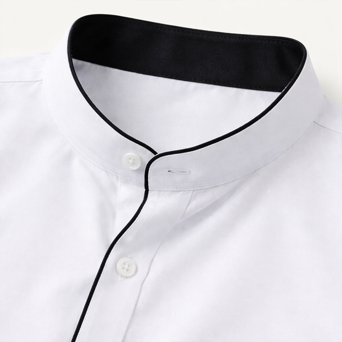 Axel | Men's Button Up Shirt White Black Trim