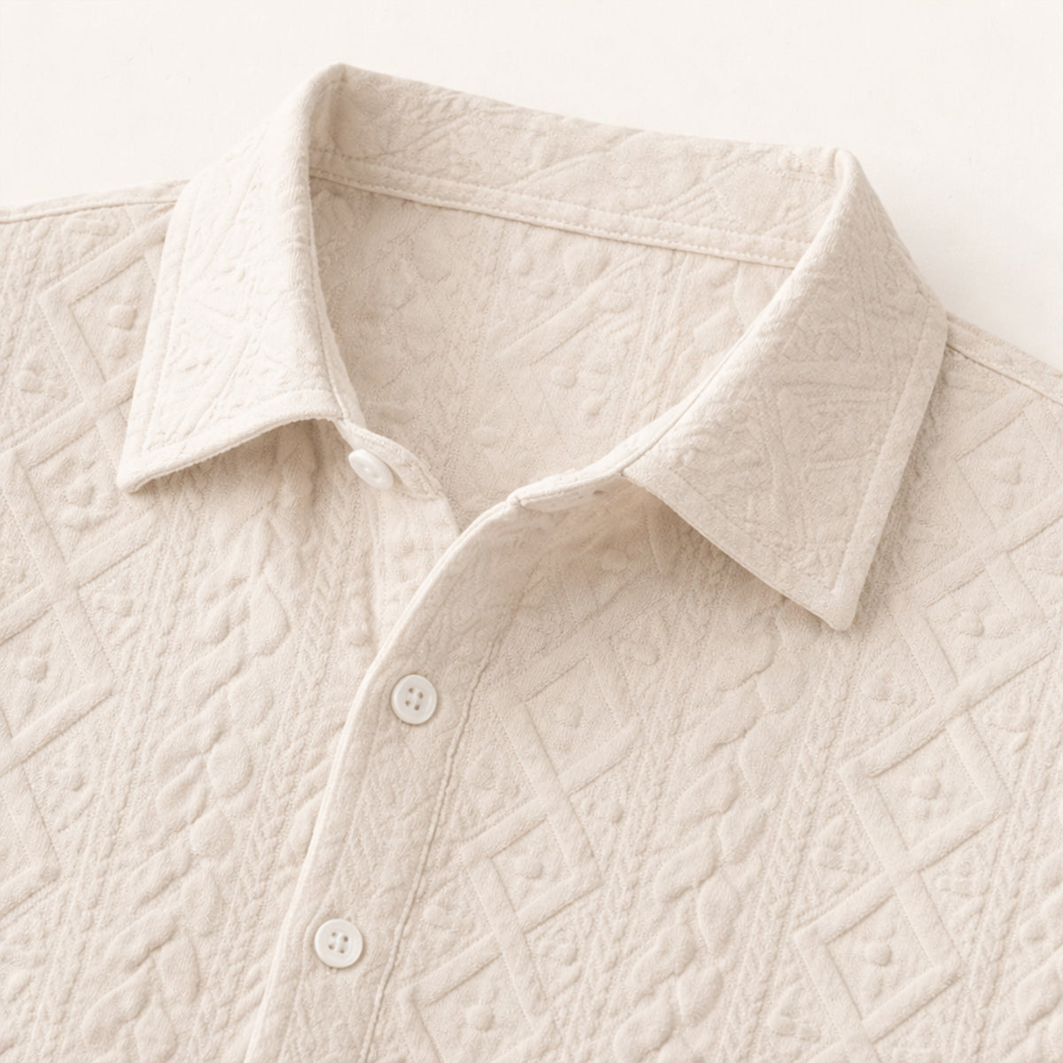 Beau | Men's Sweatsuit Cream Textured Short Sleeve