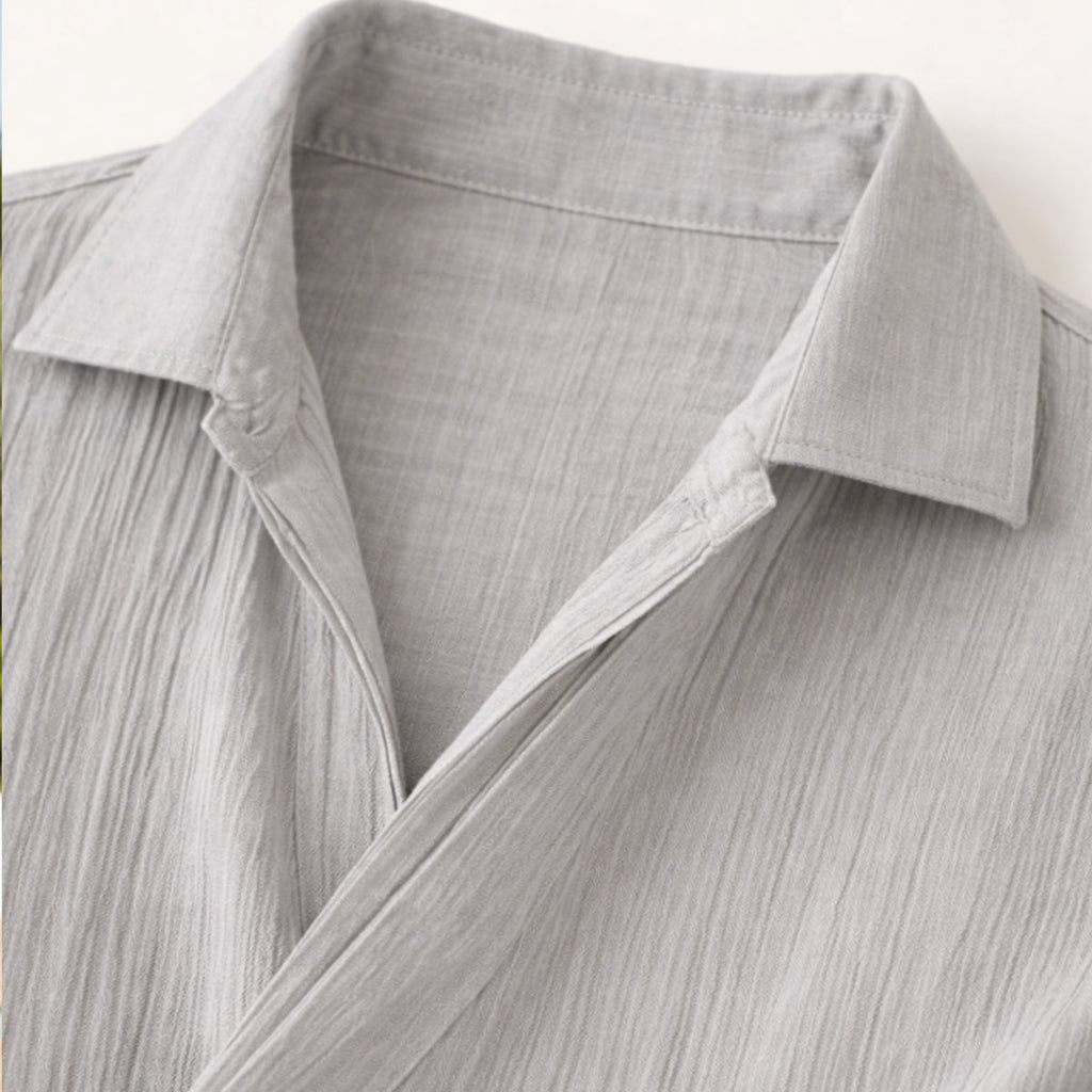 Dama Washington Eli men's cream ribbed button up shirt long sleeve - view 3