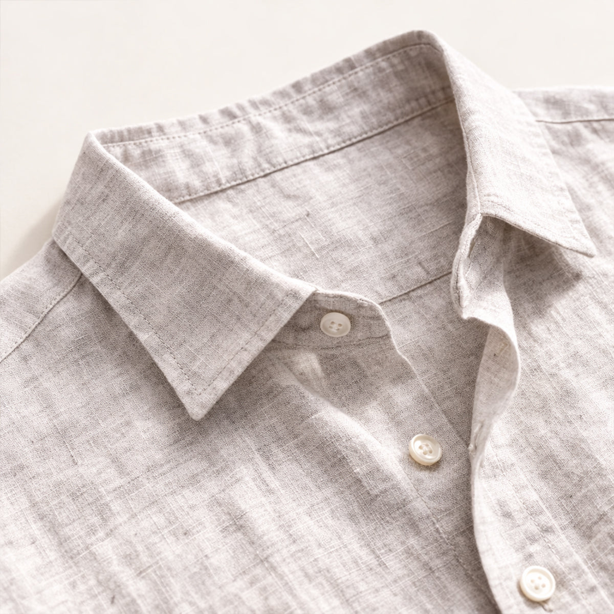 Jasper | Men's Linen Button Up Shirt Cream Long Sleeve