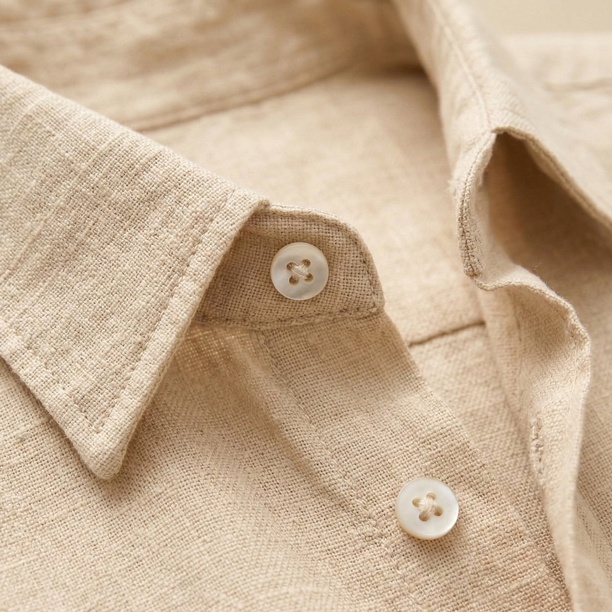 Ezra | Men's Linen Shirt Cream Long Sleeve Button Up