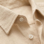 Dama Washington Ezra men's linen shirt cream long sleeve button up - view 5