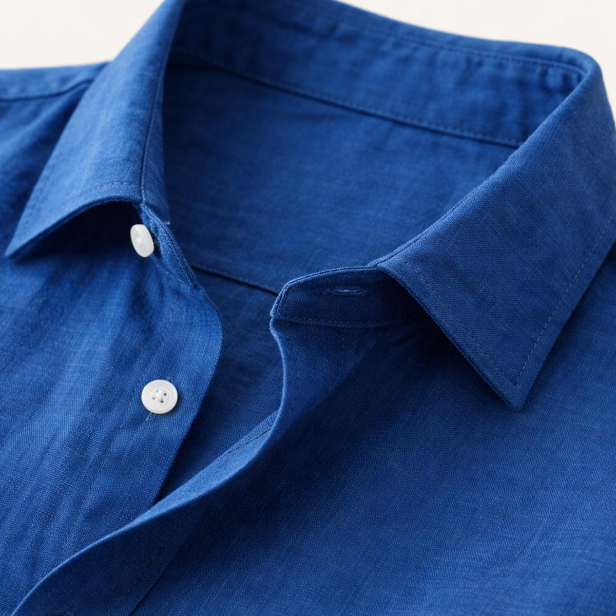 Beau | Men's Casual Linen Shirt Blue Long Sleeve Button Up