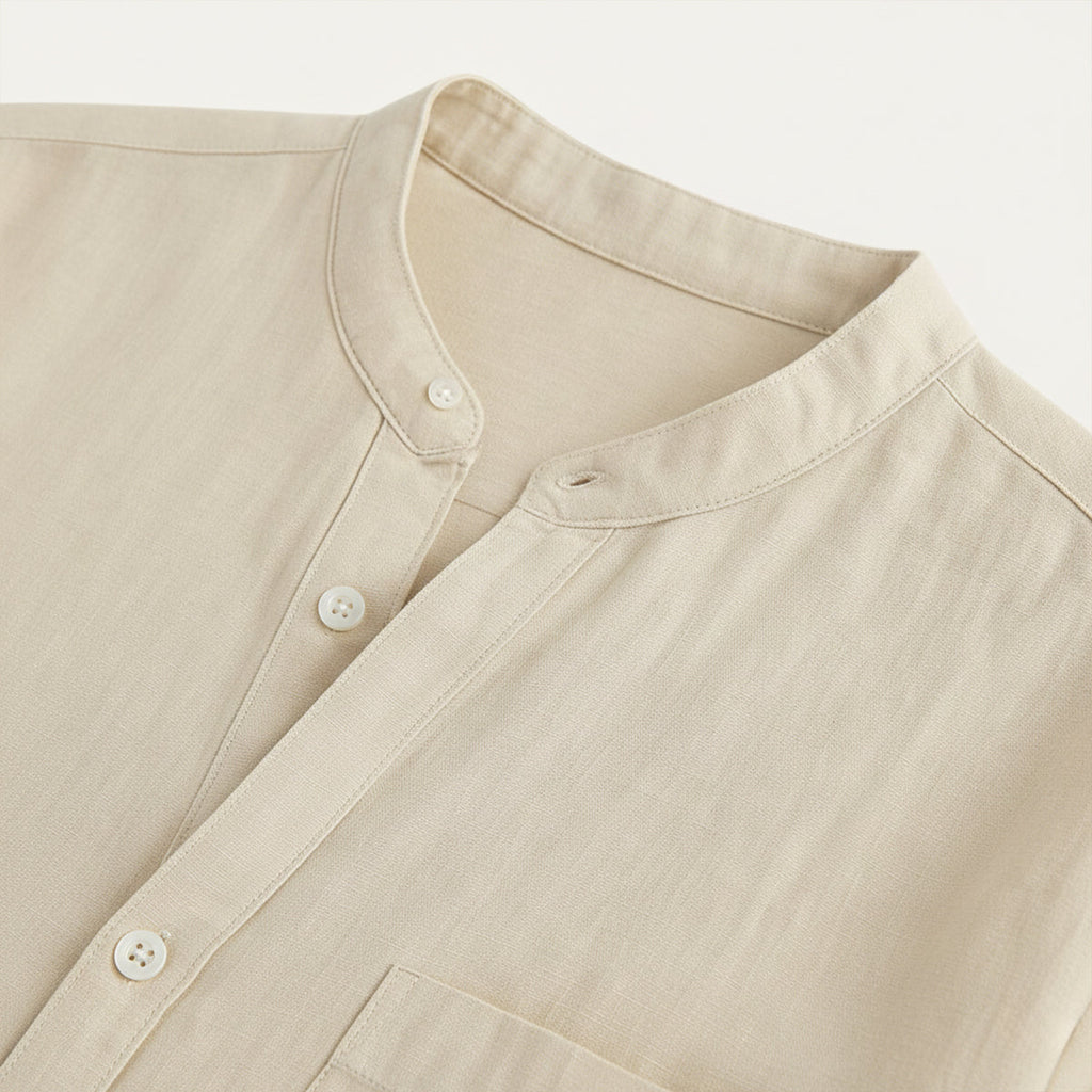 Dama Washington Bram men's linen shirt cream long sleeve button up - view 8