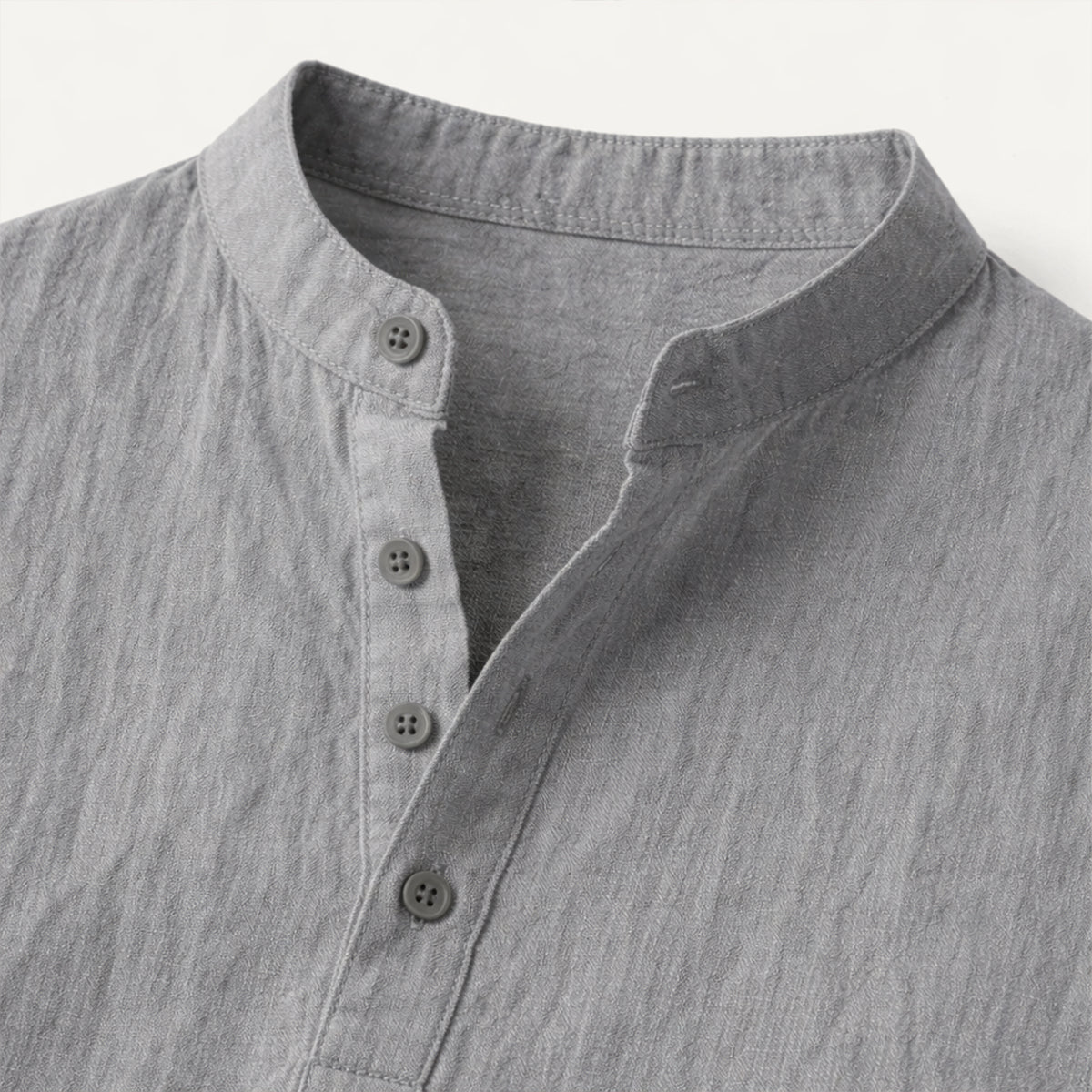 Beau | Men's Casual Henley Shirt Gray Short Sleeve