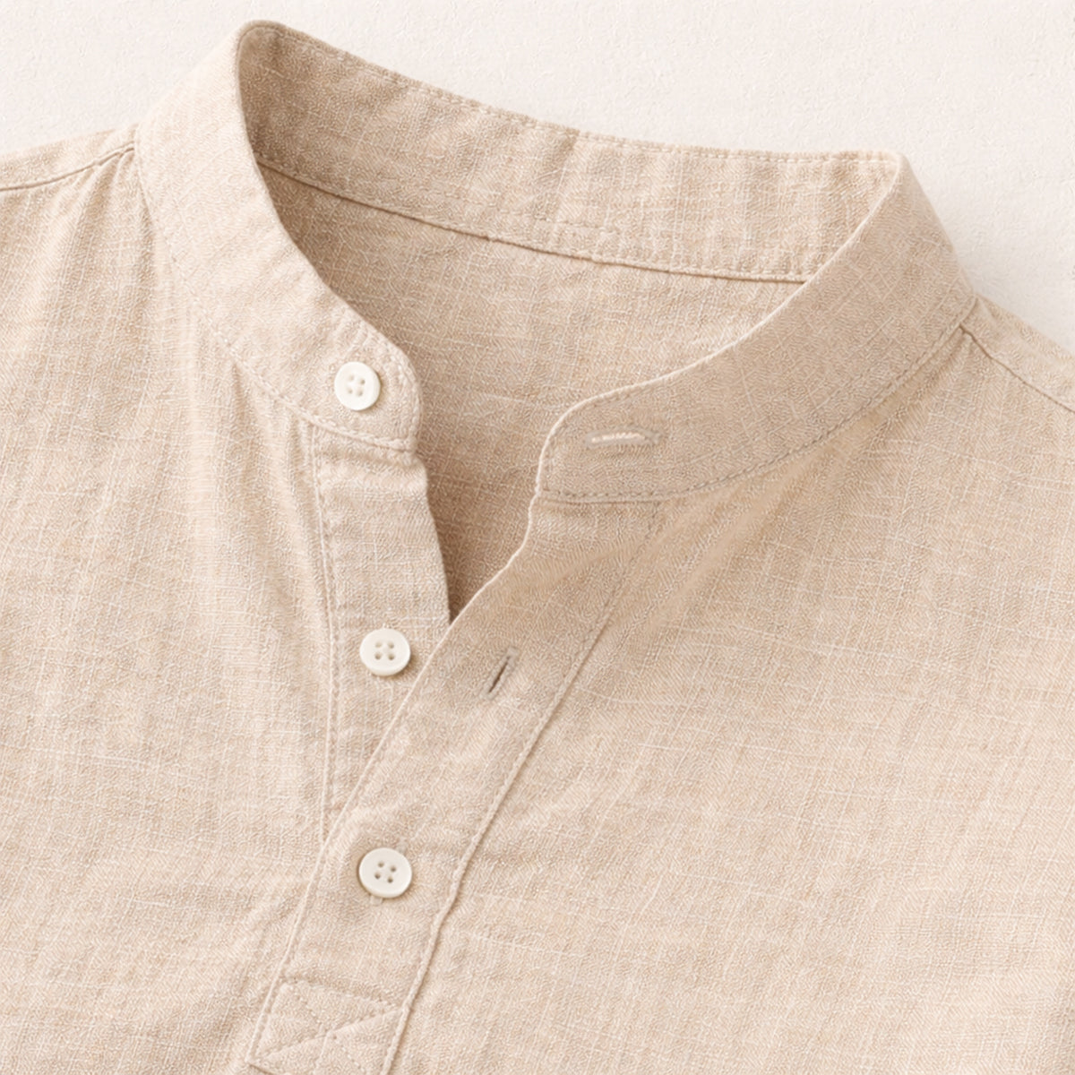 Beau | Men's Linen Shirt Cream Short Sleeve Button Up