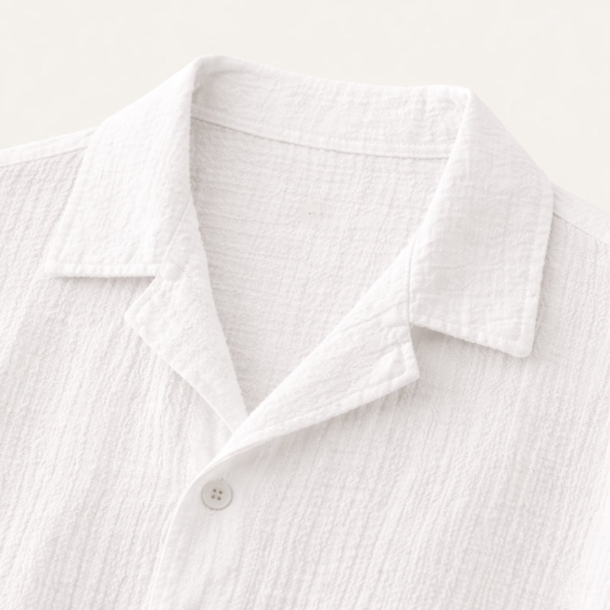Blake | Men's Camp Collar Shirt White Linen Short Sleeve