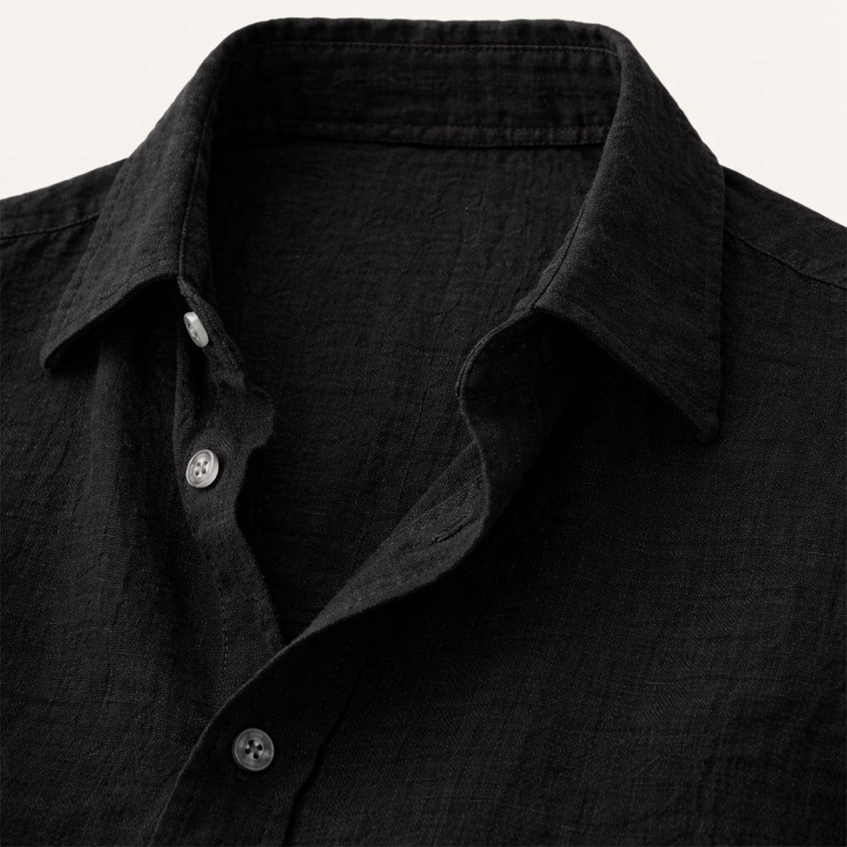 Beau | Men's Casual Linen Button Up Shirt Black