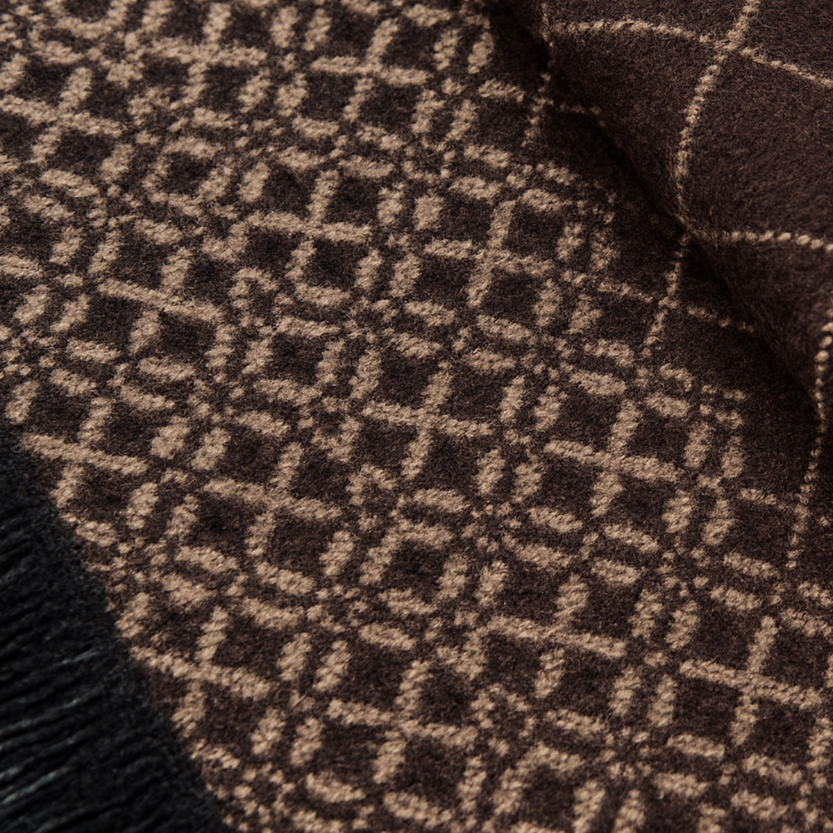 Voss | Men's Cashmere Merino Scarf Black Grid Pattern