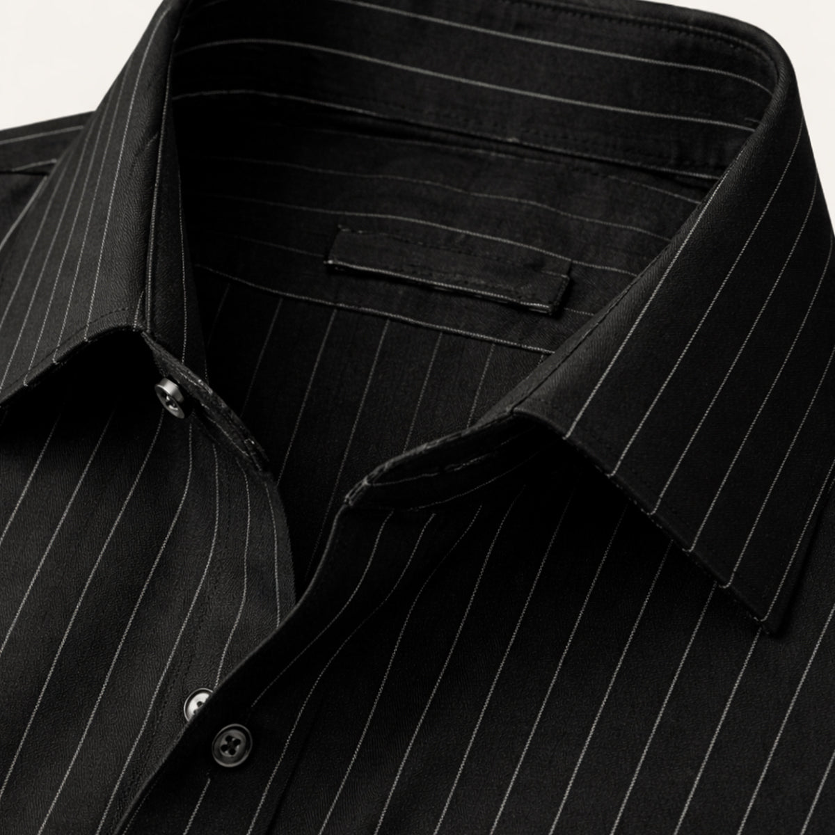 Rory | Men's Pinstripe Button Down Shirt Black Long Sleeve