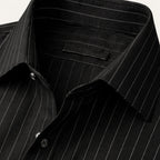 Dama Washington Rory men's pinstripe button down shirt black long sleeve - view 7