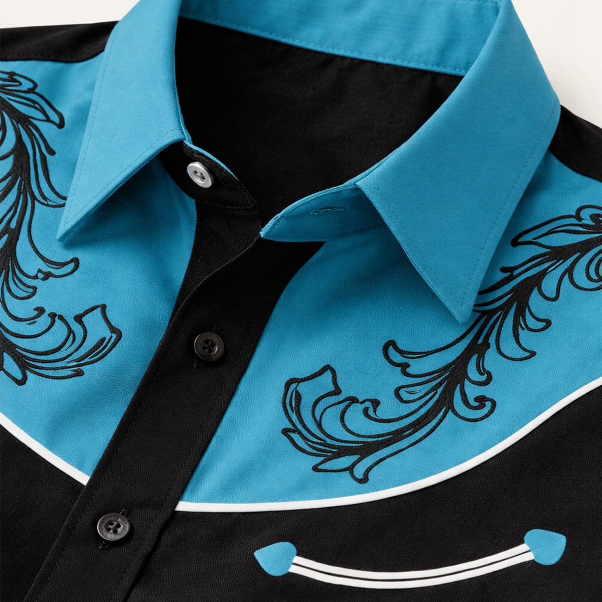 Eli | Men's Western Button Up Shirt Black Turquoise Embroidered