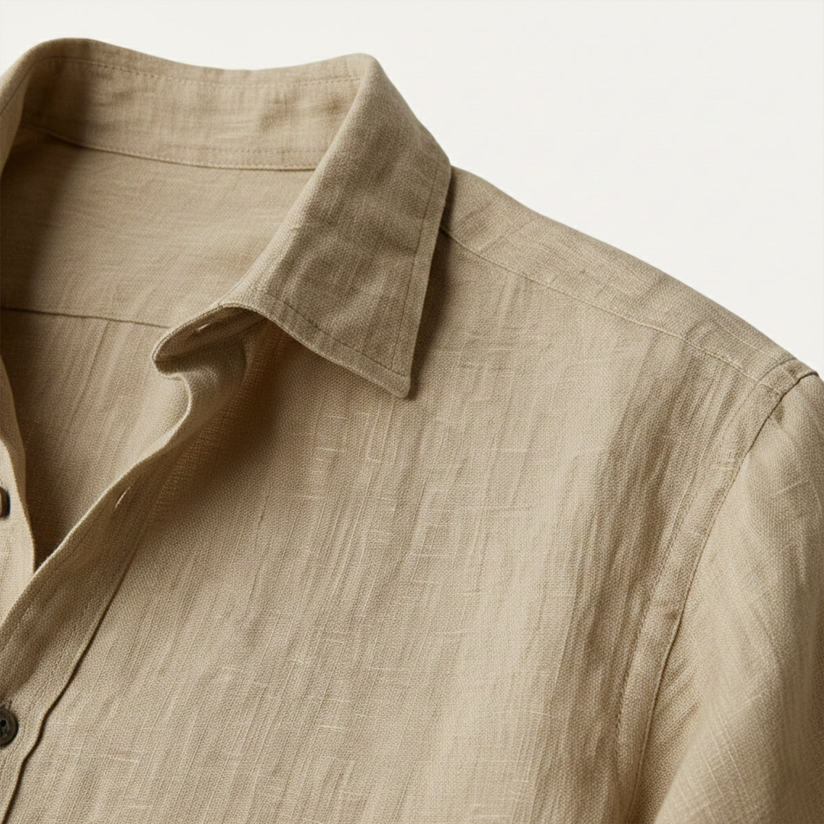 Sage | Men's Linen Shirt Cream Long Sleeve Button Up