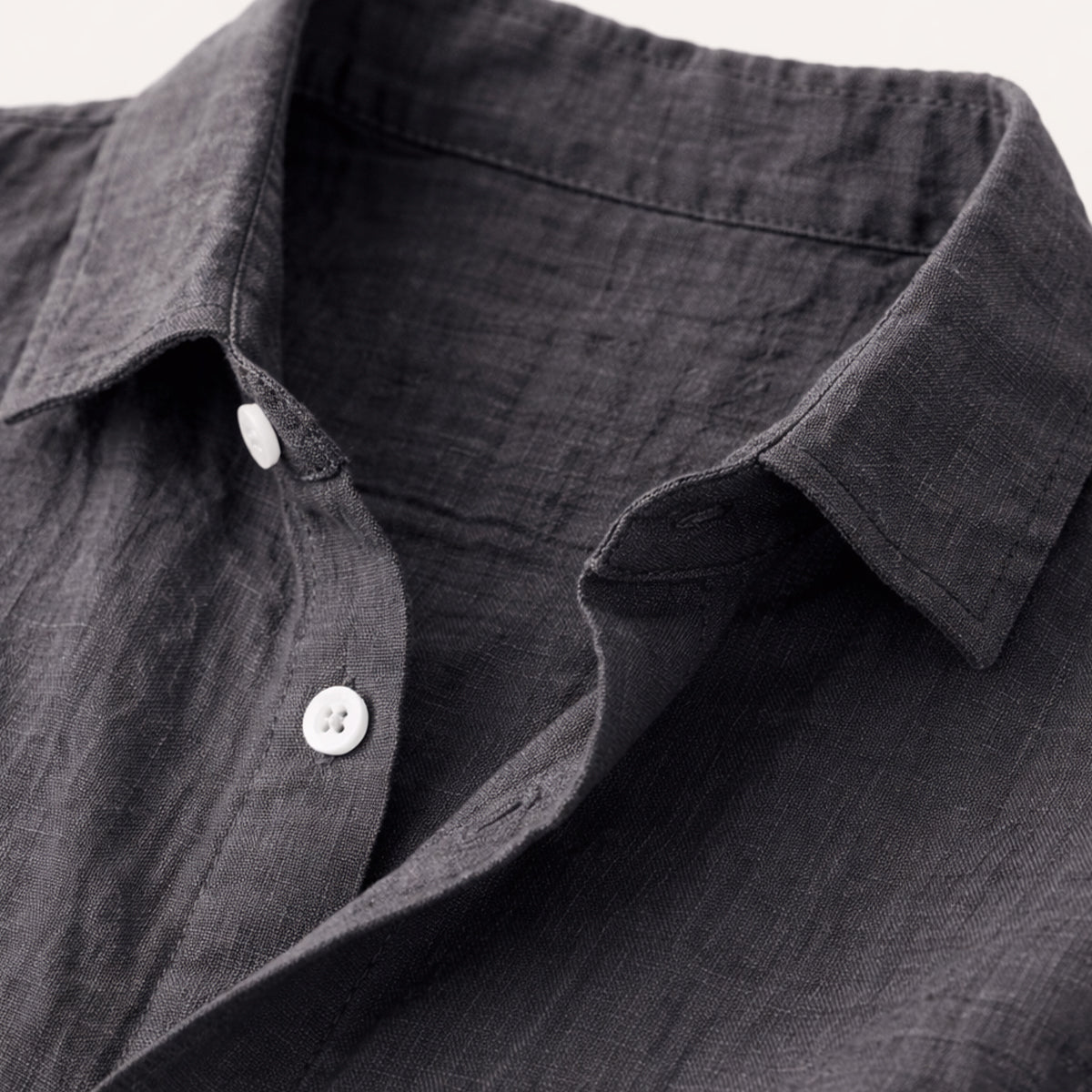 Omar | Men's Linen Shirt Charcoal Gray Button Up