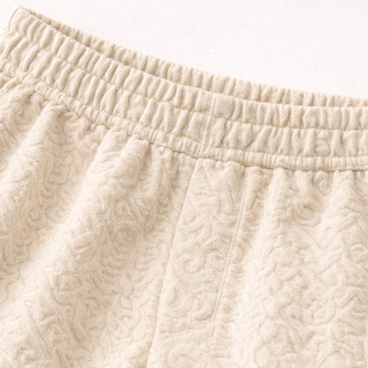 Kael | Men's Lounge Set Cream Textured Short Sleeve Button Up