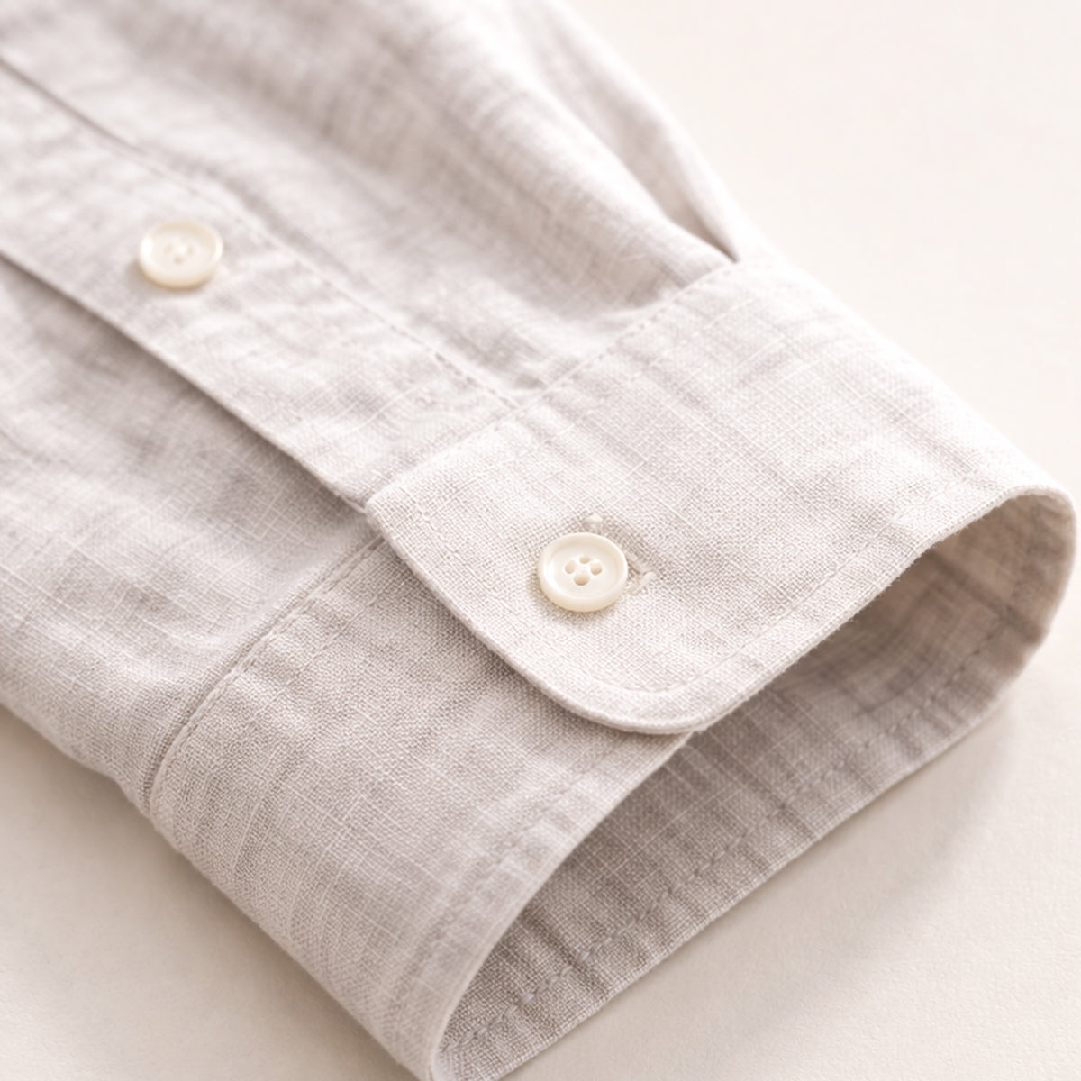 Jasper | Men's Linen Button Up Shirt Cream Long Sleeve