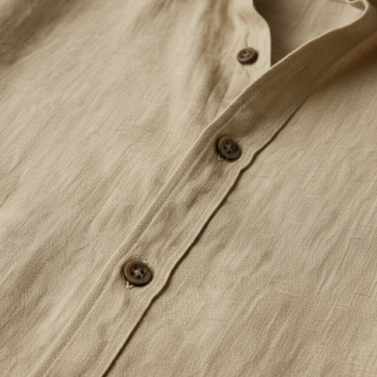 Sage | Men's Linen Shirt Cream Long Sleeve Button Up