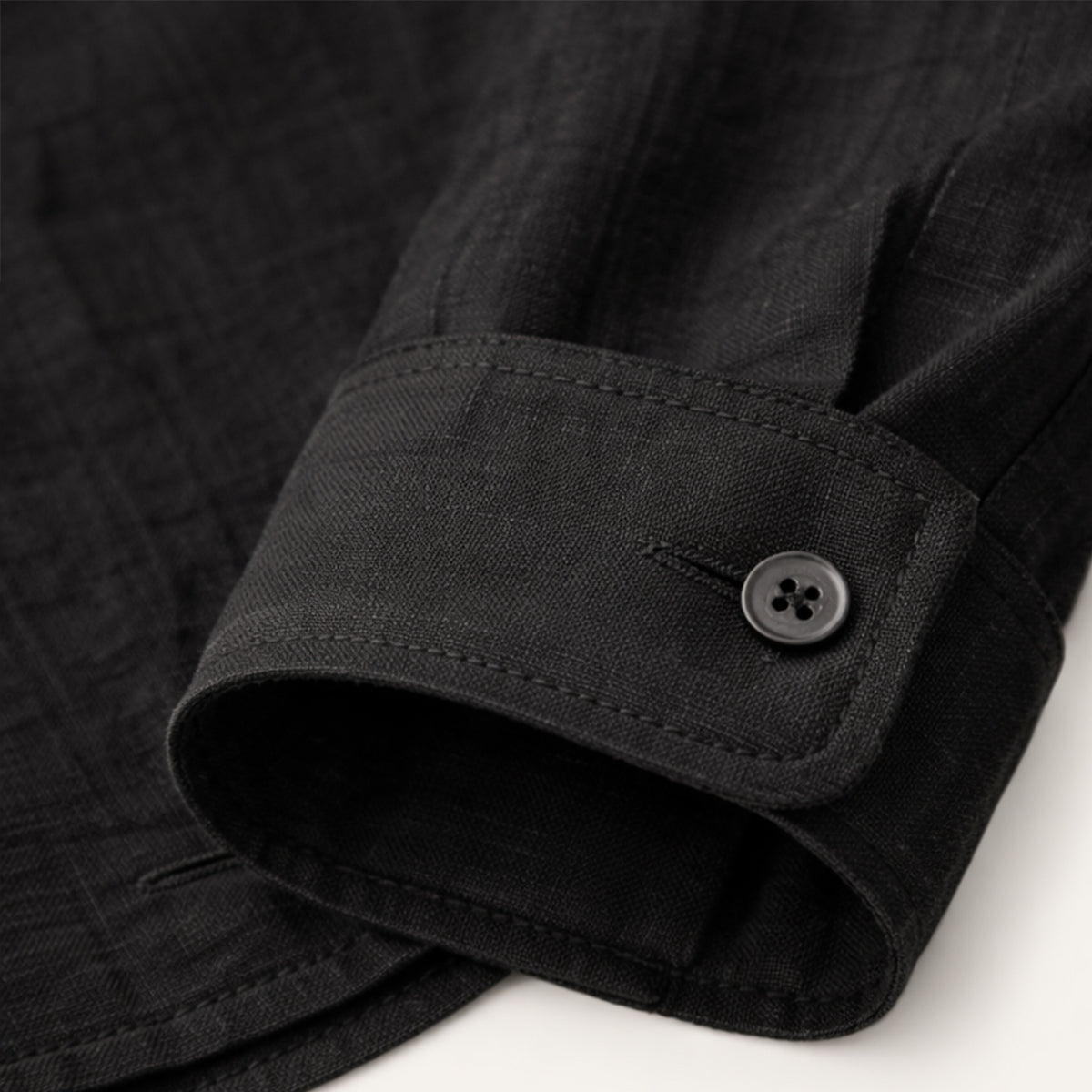 Beau | Men's Casual Button Up Shirt Black Cotton Linen